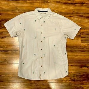Free Planet tropical short sleeve button down, large